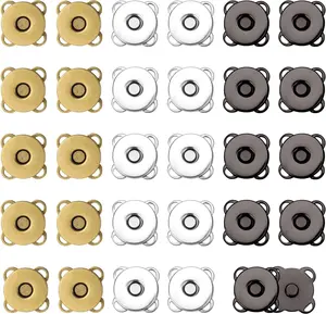 Sets Magnetic Snap Buttons, mm Plum Magnetic Snap Closures Fastener Sewing on Magnetic Cls Button for Purses Bags Clothes Handbags Leather DIY Craft (Bronze+Dark Gray+Silver)