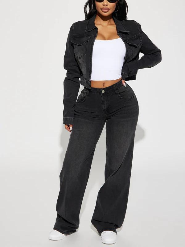 Vita Low Waist Stretch Baggy Jeans - Black Wash