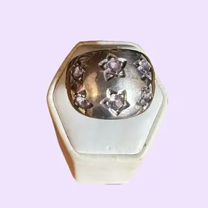 Faceted Amethyst Stars Sterling Silver Ring – Size 8.5