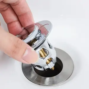 1PC Pop-Up Bathroom Sink Stopper, Odor-Proof Drain Filter, Push-Type Suction Device, Bathroom Lavatory Kitchen Bathtub Tool