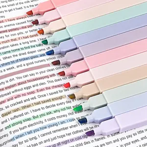Pastel Highlighter Pen, 12pcs/set Soft Chisel Tip Highlighter Pen, Highlighter Marker Pen for Journals, Notebooks & School Supplies, Office Stationery