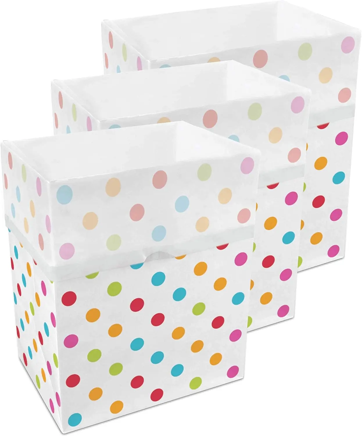 13 Gallon Disposable Trash Cans (3-Pack) with Fitted Trash Bags -  Garbage and Recycling Bins for Parties, Events, and More (Polka Dot - 17" Height x 13.5" Width x 10" Depth)