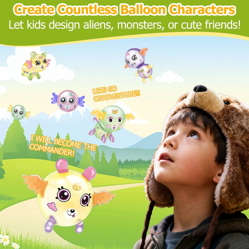[Valentine’s Day Gift for Kids] Balloon Animals Kit with Pump, Funny Balloons Inflator Toy, DIY Sticky Balloon with Pump, Squishy Balloons Maker, Magic Sticky Balls Making Craft Kit for Girls Boys