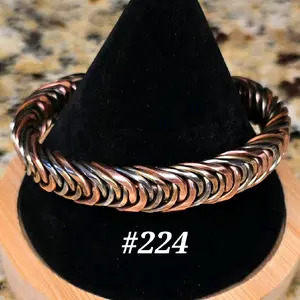 #224 Copper SS SB 6" x 1/2" Hand-Woven Cuff Bracelet Handmade Artisan Jewelry Unisex Gift Ready Handcrafted Open Cuff Design Everyday Wear