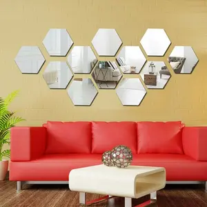 12pcs Acrylic 3D Mirror Hexagon Removable Wall Stickers DIY Decal Home Decor