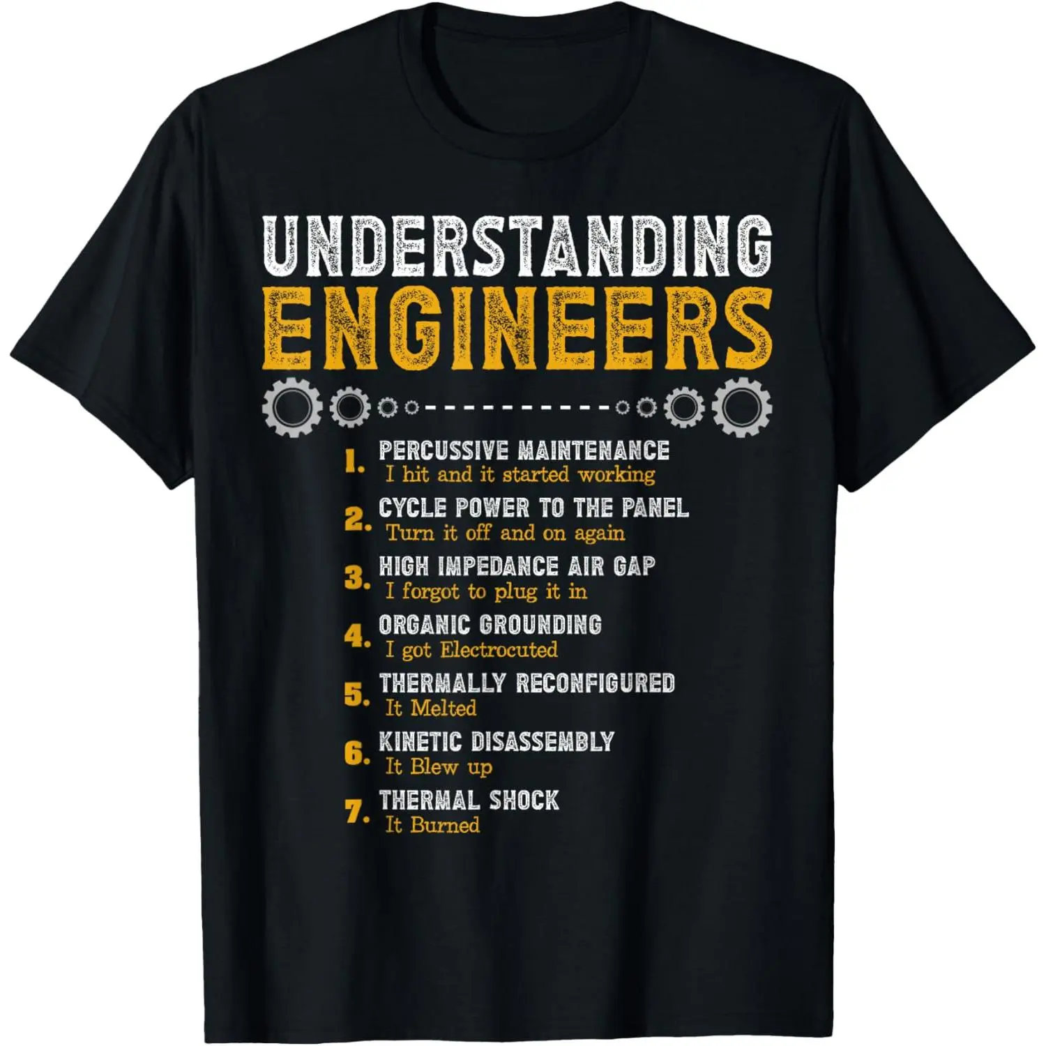 Understanding Engineers Funny Graphic T-Shirt, Casual Short Sleeve Basic 100% Cotton Tee, Humor Gift Made in USA, Shortsleeve, Print
