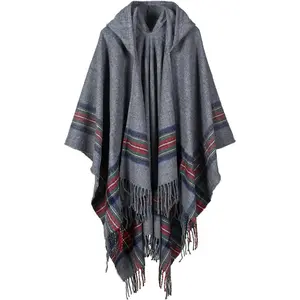 Poncho Capes with Hood Pashmina Cardigans Blanket Shawls with Tassels