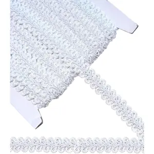 14 Yards Gimp Braid Trim,1/2 inch Gift Wrap Ribbon, Woven Fabric Lace Trim for Upholstery Costume Curtain,Lamp,Jewelry,Decorative Embellishment for Sewing Craft (White)