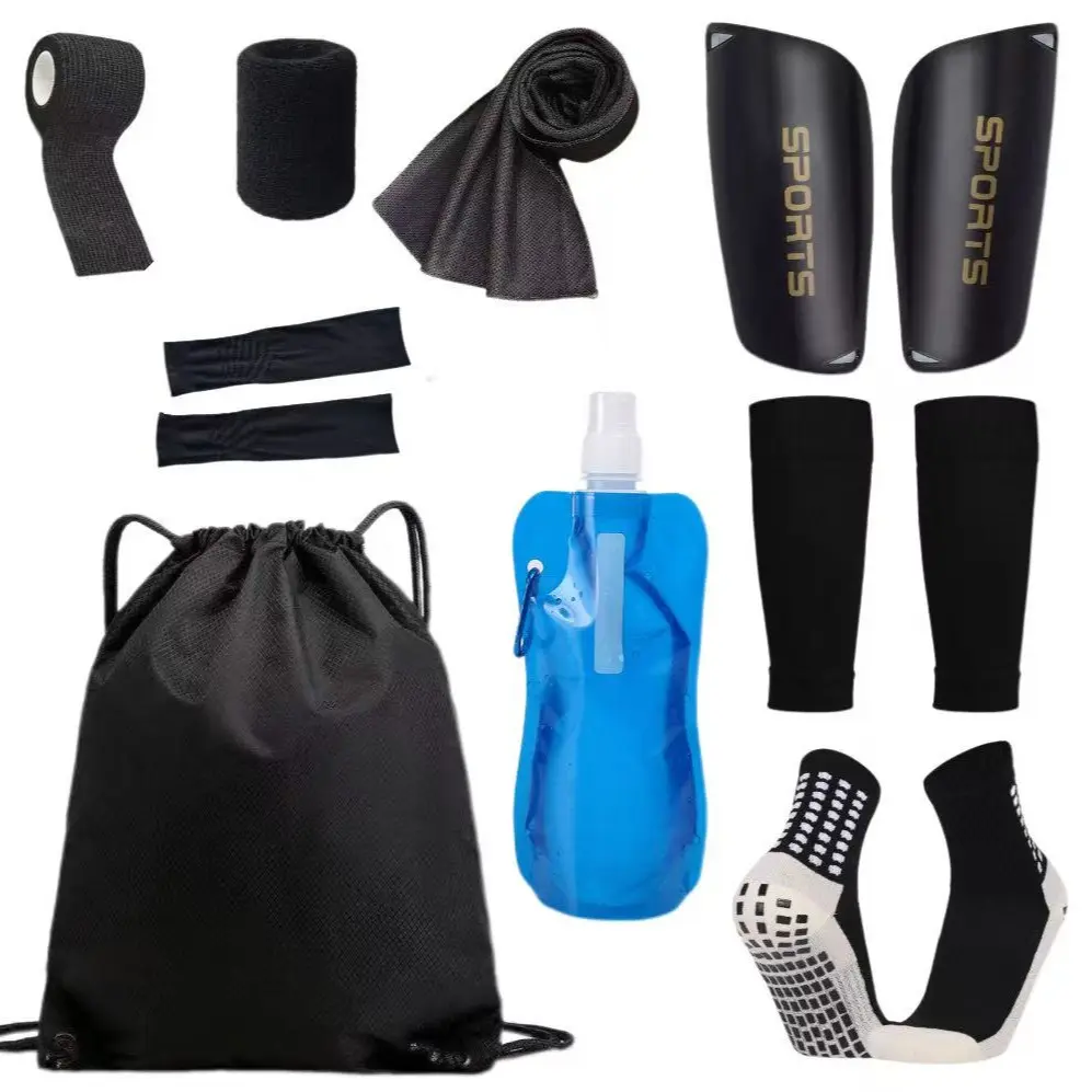 Tkxh Soccer 9-Piece Set, Full Protection, Comfortable Breathable, Drawstring Waist, All Seasons, Shin Guards, Adjustable Football Gear, Sports Gear for Soccer & Futsal, Football Equipment