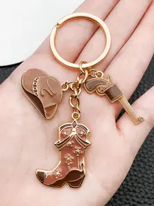 Fashion Western Cowboy Boots & Hat & Pistol Design Keychain, Stylish Keychain, Alloy Key Ring for Car Keys, Backpacks, Wallets, Fashion Accessories for Women & Men