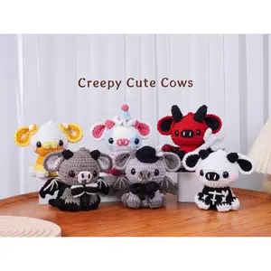 Creepy Cute Cows Crochet Bundle, Sinister Cows, Candy Corn Cow, Clown Cow, Cow Crochet