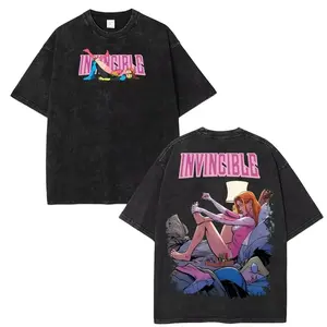 2026 New Invincible Thragg Grand Regent Vintage Washed Graphic Tee,Heavy Cotton Y2K Oversized T-Shirt,Retro Streetwear Casual Short Sleeve Top,Summer Fashion Unisex Clothing For Men Women