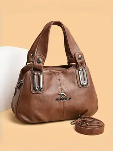 Elegant Women's Shoulder Bag Crossbody, Fashion PU Leather Handbag, Stylish Single Strap Purse for Daily Use, Perfect for Casual, Double Zipper Purse