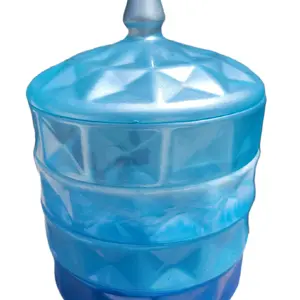 RESIN Metallic Baby Blue to Dark Blue 4 tier Container Jar with lid storage handmade GIFT Decorative Canister Organizer Trinket