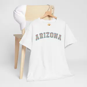 Arizona, USA Star State, Unisex Heavy Cotton Tee, Casual T-Shirt, Summer Fashion, Gift for Travelers, Retro Graphic Shirt