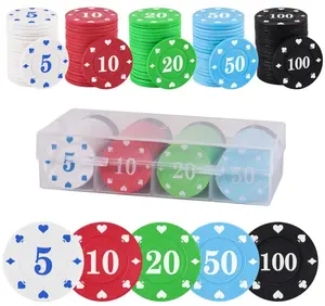 Plastic Poker Chips Set with Storage Box for Blackjack, Texas Hold'em, Night Poker Games