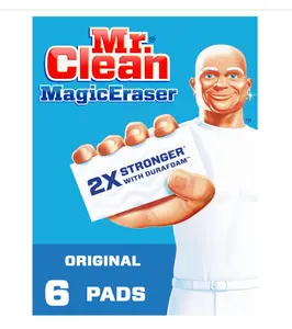 Magic Eraser Original Cleaning Pads, Multi Purpose Cleaner, Bathroom Cleaning Supplies, All Purpose Cleaner, White, 6 Count