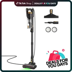 Trucozie T558 Corded Upright Vacuum Cleaner, featuring an LED headlight and an extra-large dust cup. Lightweight and portable, it perfectly removes pet hair.