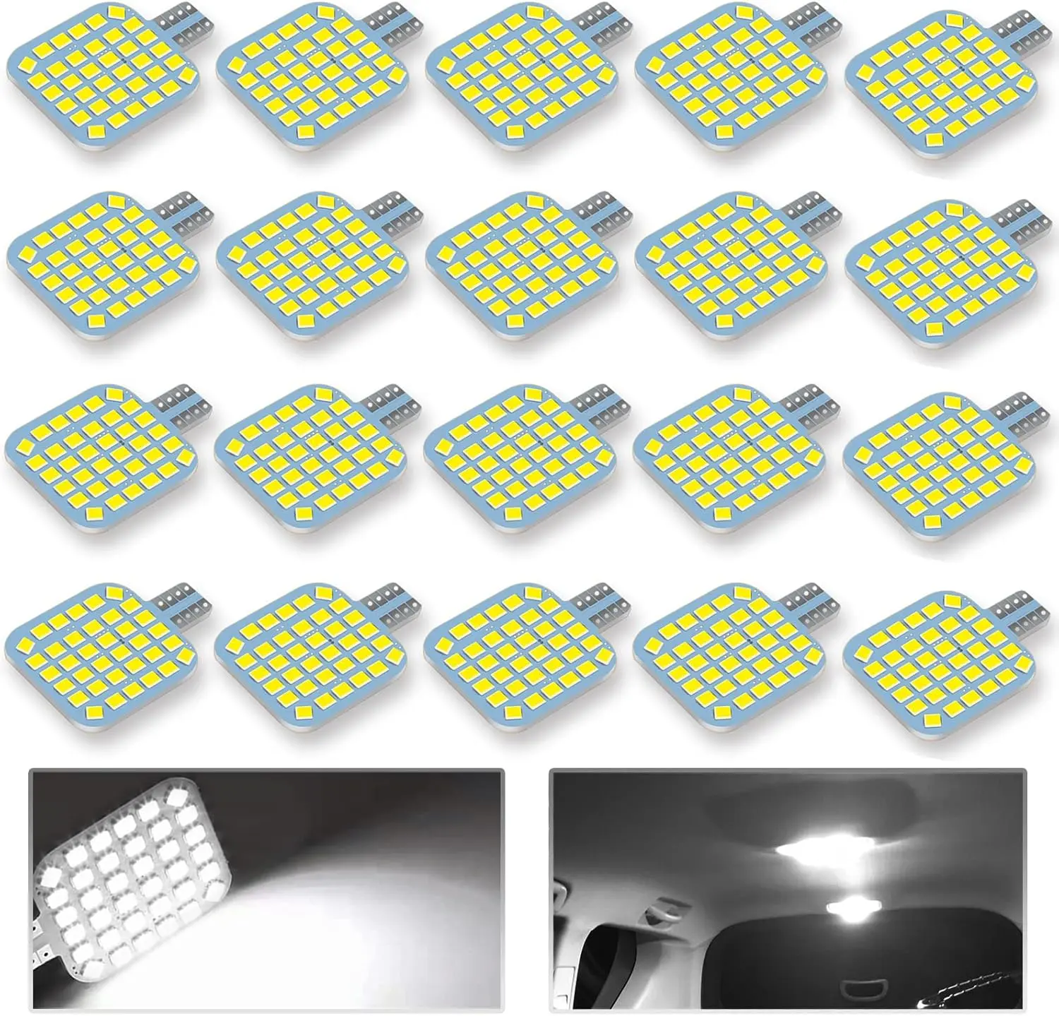 T10 LED Interior Light Bulb Set, 20Pcs 12V 36SMD 2835 Xenon White 6000K Compatible With 194 921 Multi Part Numbers, Plug-and-Play Lamp for RV Camper Trailer Car Interior Marker Lights for RV Maintainers and Auto DIY Owners