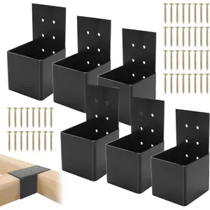Swiilpo 6 count Pergola Brackets Kit, Heavy Duty Pergola DIY Brackets Joist Bracket Connector Brace with Screws for 4''x4''  Posts, Beam Support Bracket for Patio, Pergola, Log Cabin, FenceQuesear