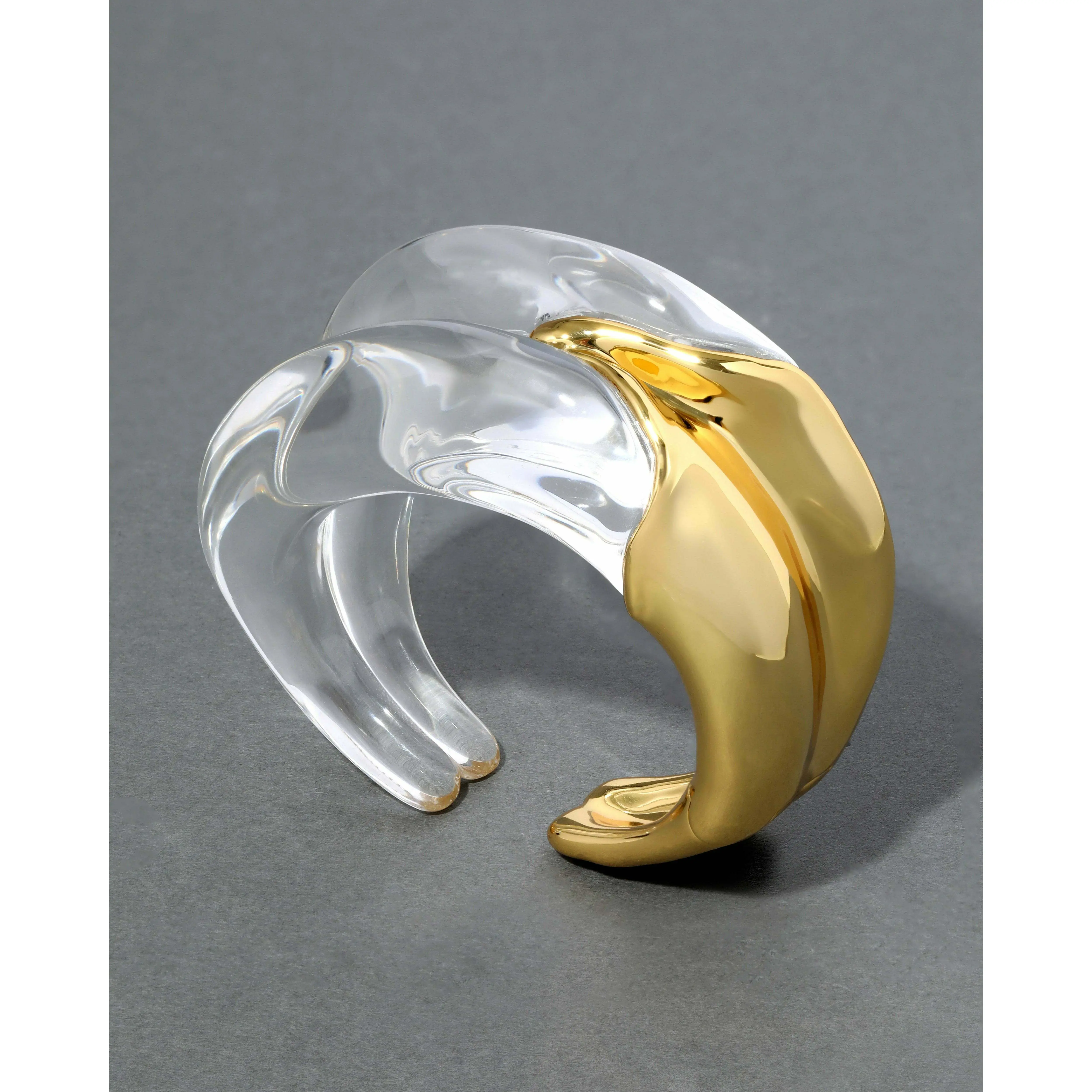 Liquid Lucite Wave Hinged Cuff Bracelet