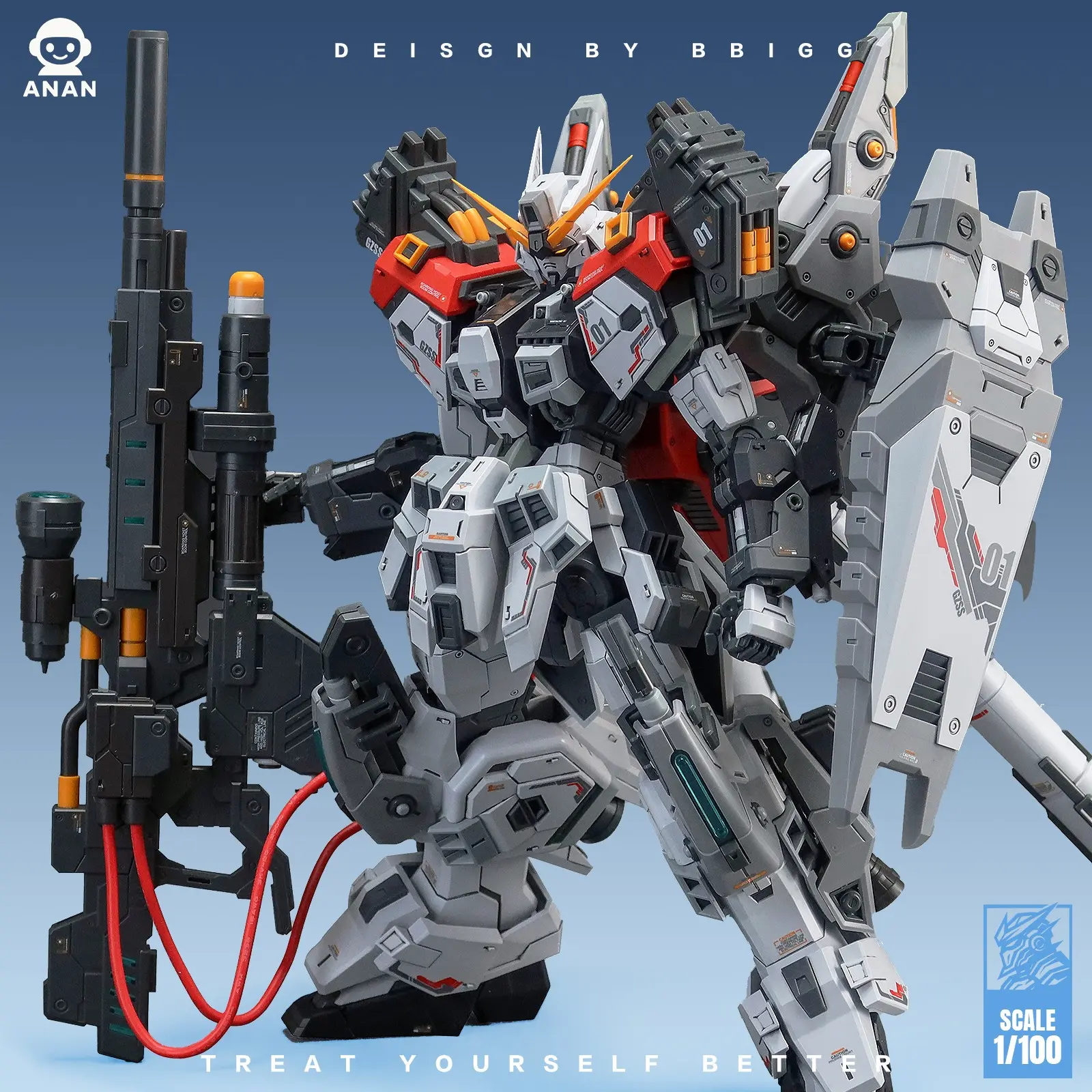 Regus 1/100 Scale Rebuildable Mecha Model, High Precision Sci-Fi Anime Battle Robot Figure, Large Electric Particle Gun & Composite Shield, Full Motion, 22.5cm, Mecha Assembly Model