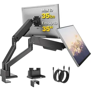Dual  Mount with USB  Arms for 2 Monitors for 17 to 35 Inch Curved Screen Holds 35 Lbs Adjustable Heavy Duty  Desk Mount  Management, VESA 75/100mm