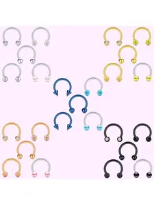 5Pcs Lip Rings 16G 8mm Stainless Steel Horseshoe Labret Monroe Lip Rings Tragus Helix Earrings Studs Nose Septum Rings Piercing Nose Hoop