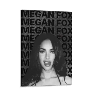 Megan Fox Retro Black and White Bikini Canvas Poster High-Quality Y2K Hollywood Glamour Classic Background Style for Men's Spaces Bedrooms and Boudoirs Limited Edition Pop Culture Collectible