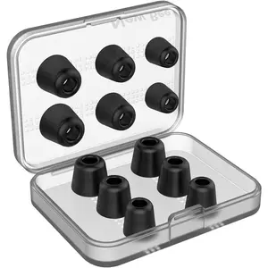[6 Pairs] Earphone Tips 12pcs Replacement Earbud Tips Blocking Out Ambient Noise Memory Foam Earbuds Inner 4.9mm For in-Ear Headphones With 5mm-7mm Tips (Black, S/M/L)