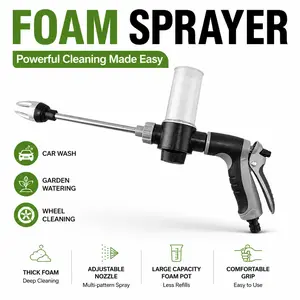 Long Handle High Pressure Car Wash Foam Gun Adjustable Nozzle Foam Cannon with Pressure Spray Bottle for Cleaning Watering and Tire Inflation Durable Automotive Car Cleaning Tool Easy to Use Versatile Portable Handheld Foam Sprayer summerwins,summerwins