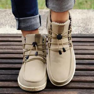 Women’s high-top sneakers/boots, plaid round-toe drawstring shoes, casual warm short boots for girls