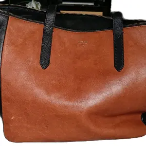 Fossil Brown and Black Shopper Tote