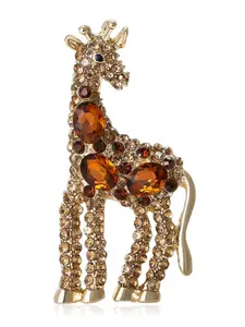 Giraffe Brooch Animal Pin Badge, Creative Fashion Versatile Accessory, Rhinestone Design, Suitable for Women, Durable for Collar Bag Jacket