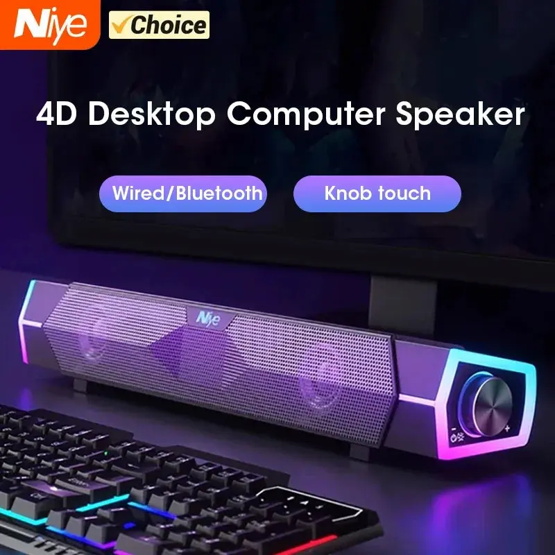BeatWave Speaker Bluetooth 5.0 Wired Loudspeaker Surround Soundbar Speaker Stereo Subwoofer for Laptop or PC