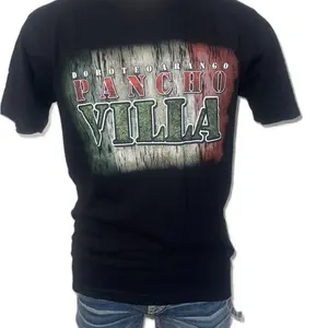 Pancho Villa Tshirt - Black Cotton Tee with Bold Red and Green Logo Design