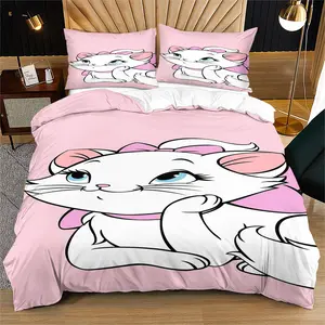 Kitten Mary print pattern soft and durable bedding duvet cover set, including 1 duvet cover and 1 or 2 pillowcases, without a core or pillow, suitable for children or adults as gifts, modern style fashionable bedroom bed decoration
