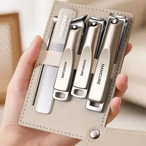 5 pcs Handle Nail Clippers Set Stainless Steel Nail Clippers, Ultra Sharp Sturdy Fingernail and Toenail Clipper Cutters, Slanted Blade Ingrown Toenail Clippers for Thick Toenails, Flawless Nail Care