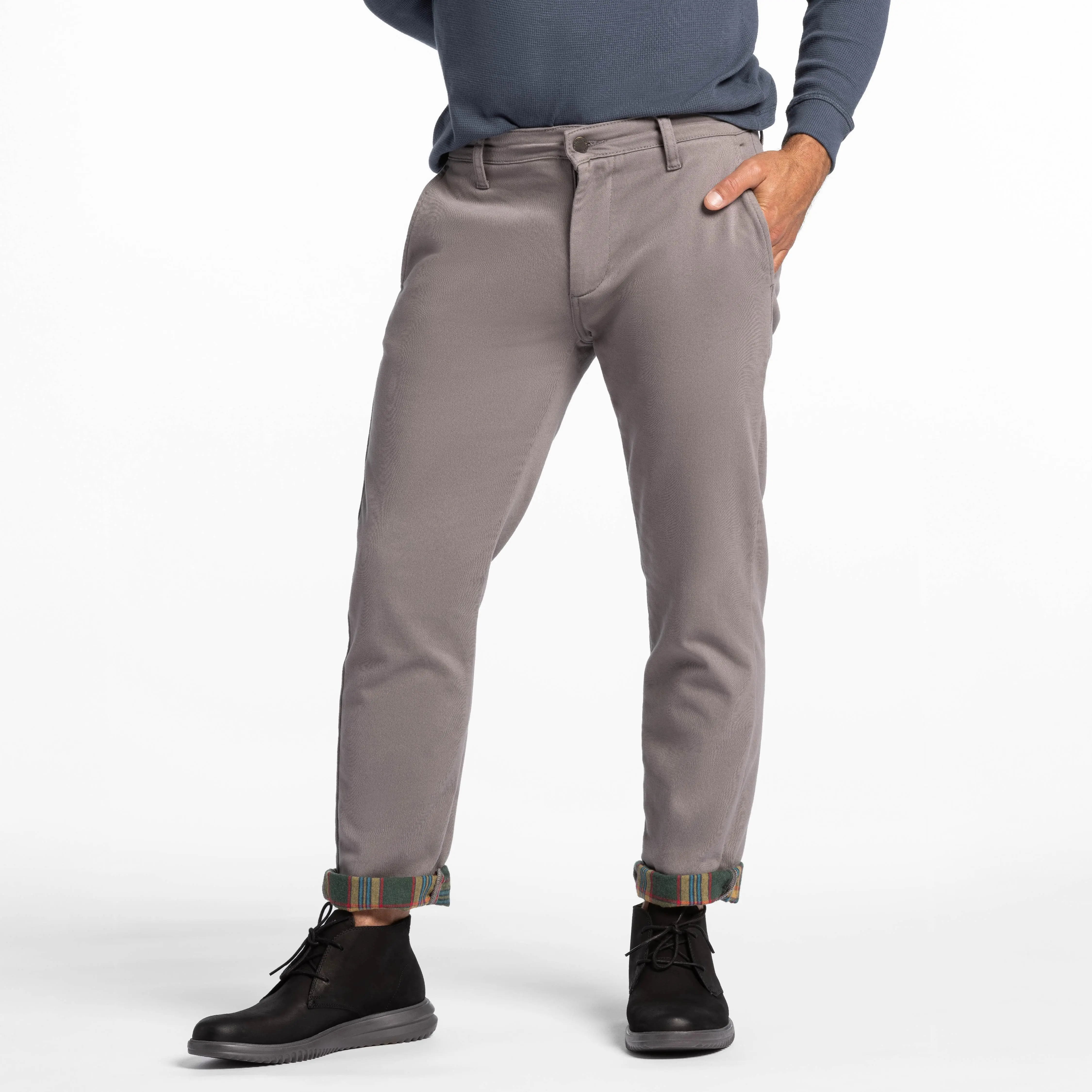 Steel Grey Flannel Lined Chino