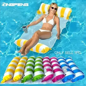 Foldable Inflatable Water Hammock Chair, 1pc Portable Pool Float Lounge with Mesh Backrest for Relaxation, Swimming Pool & Beach Floating Bed