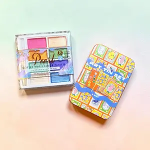 Pearl Art Set with Palette - Glitter Watercolor Palette, 8 Colors, Easy to Use, Perfect for Creative Projects