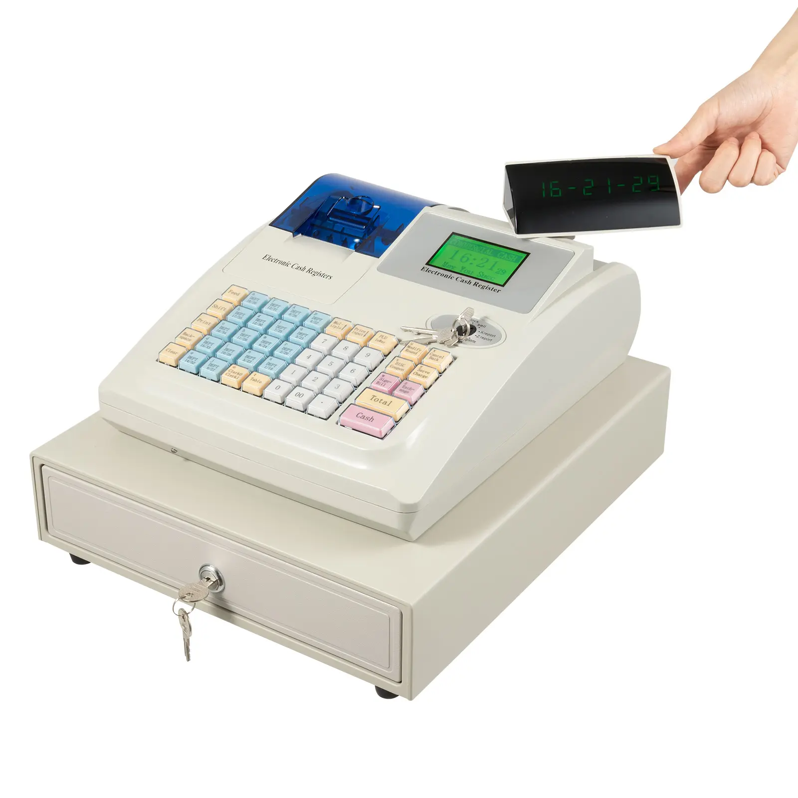 CNCEST Compact Modern POS Terminal with Fast Printer, Secure Steel Casing, LCM+LED Display, RS232 Ports, Inventory Mgmt, Barcode Scanner Compatibility & PC Connection - Ideal for Small Businesses, Cafes