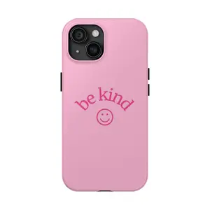 Be Kind Smiley Face Phone Case, Pink, Glossy