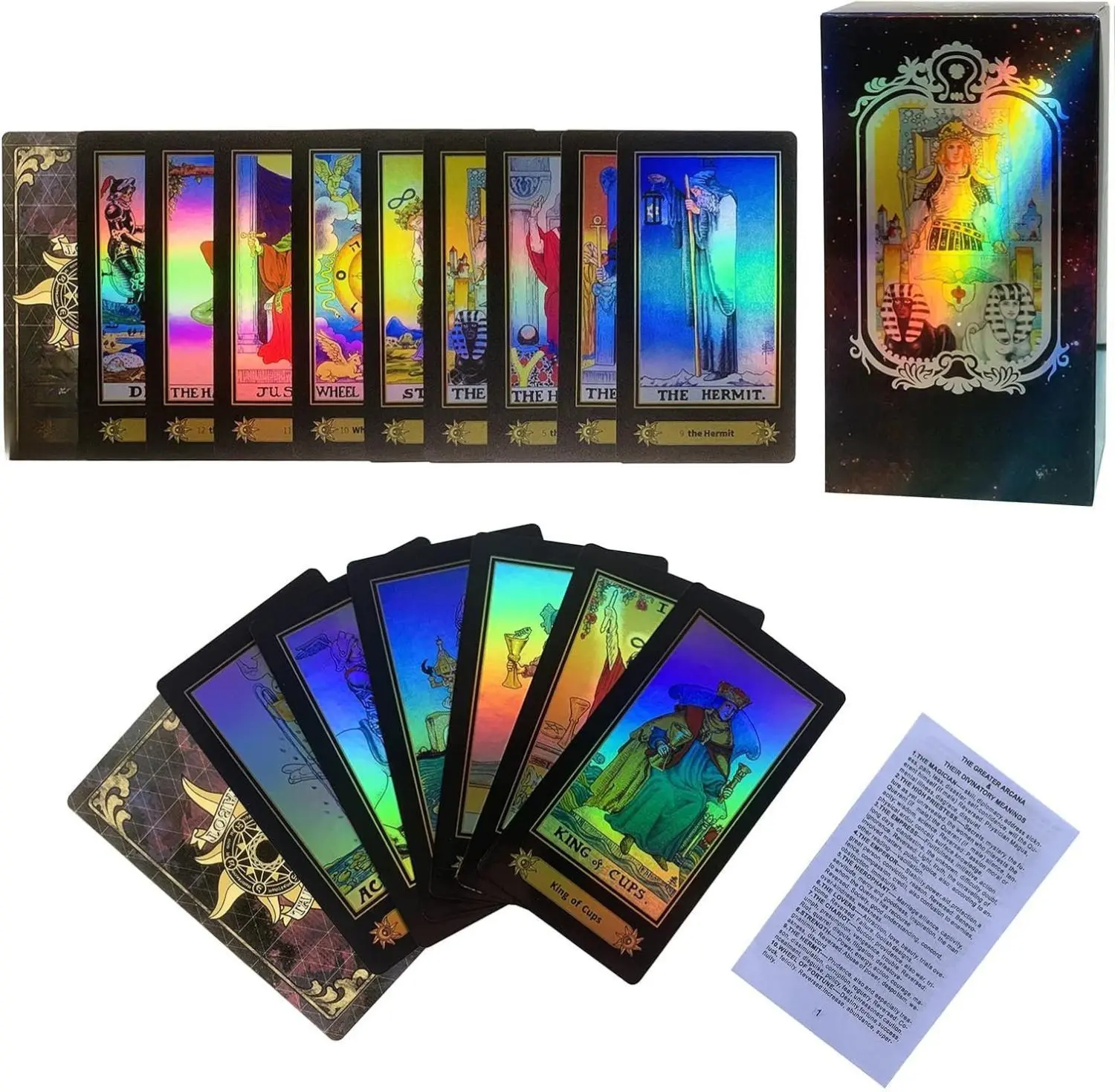 Tarot Cards Set, 78 Surface Laser Tarot Cards with English Instructions Book for Beginners (English Edition)