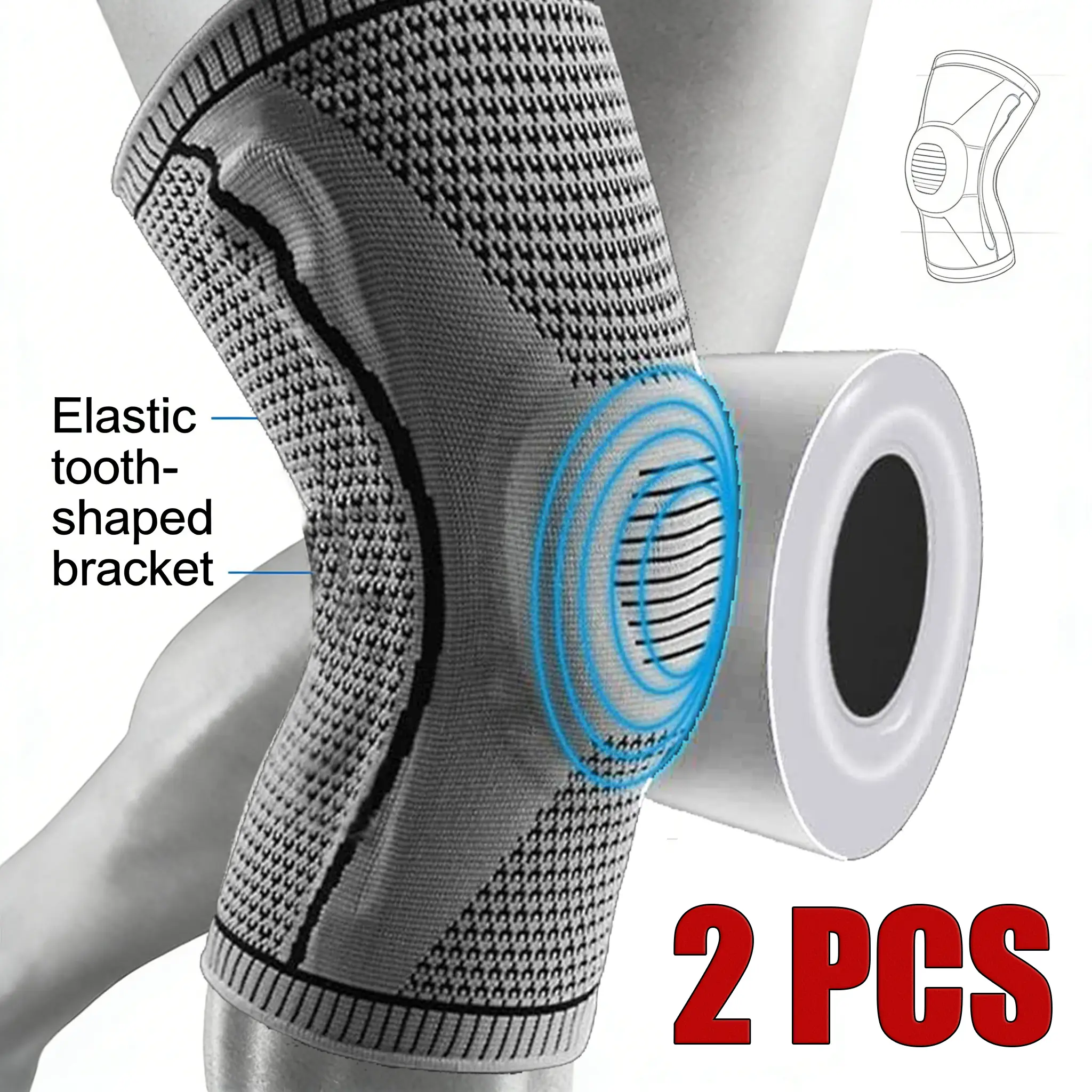 Unisex High-Knee Sports Knee Pads with Silicone Ring Protection, Spring-Loaded for Stability, Breathable Knit Design for Fitness, Basketball & Daily Use