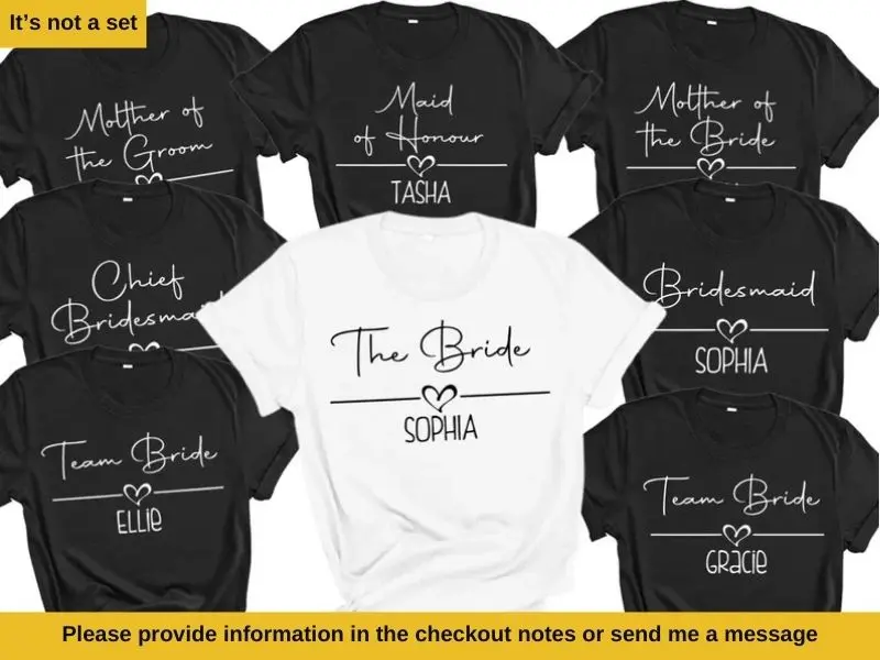 Bachelorette Party Shirts, Bride Gift Team Bride Shirt, Hen Party Wedding Party Tshirt, Personalised Hen Party T Shirts, Bridal Party Shirts