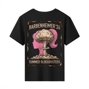 "Barbenheimer '24 T-Shirt |   Vintage Summer Blockbusters Graphic Tee |   Barbiecore Pink Mushroom Cloud Retro Movie Meme 2024 Summer Film Fan USA Shirt"