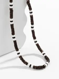 Bohemian Soft Clay Slice Wood Beads Men's Colorblock Beaded Necklace, Elegant Luxurious Choker Chain for a Stylish Statement, Unique Male Jewelry