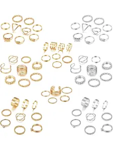65PCS Bohemian Knuckle Ring Midi Ring Set Hollow Silver Gold Vintage Stackable Rings Fashion Finger Knuckle Midi Rings for Women