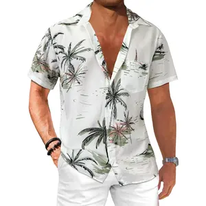Men's Hawaiian Floral Shirts Short Sleeve Button Down Tropical Summer Beach Shirts